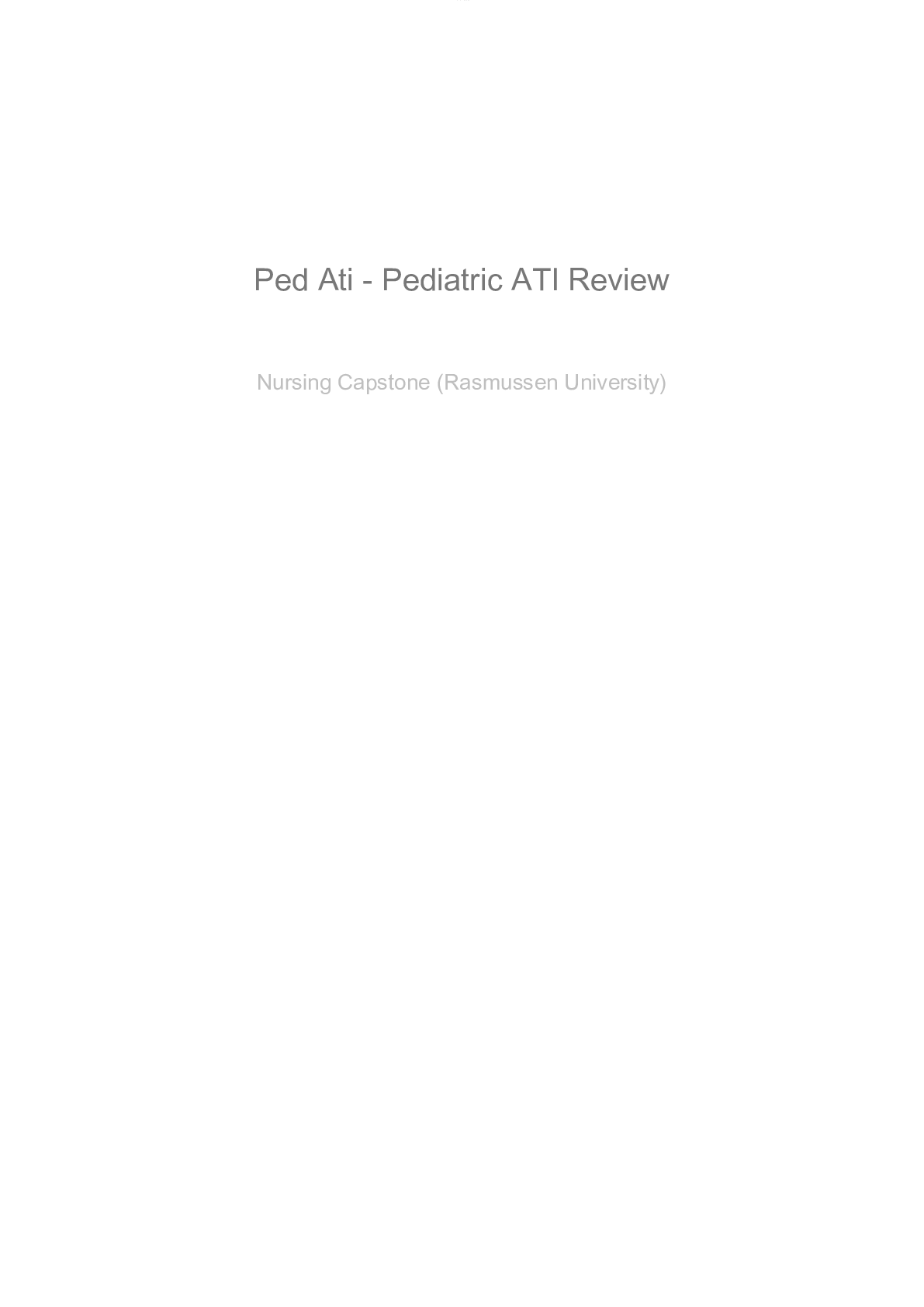Preview of NUR 4909 Ped Ati - Pediatric ATI Review